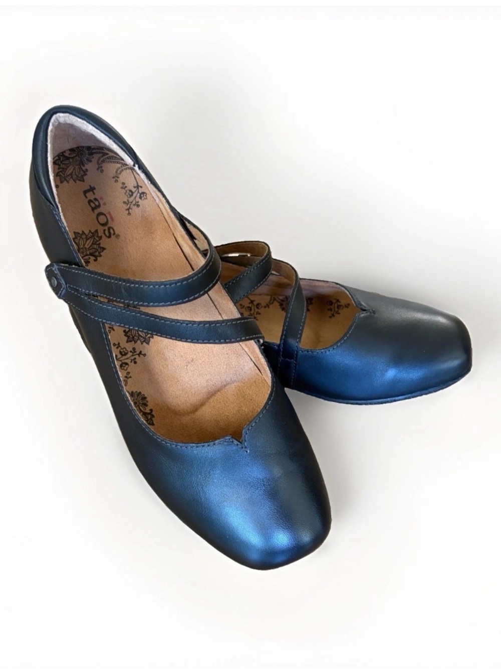 Taos Banter flats shoes leather double Mary Jane strap black women size 7.5 new